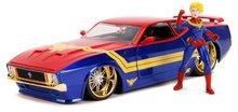 Autíčko Marvel Ford Mustang Mach 1973 Jada kovové s otvárateľnými časťami a figúrkou Captain Marvel 18 cm dĺžka 1:24