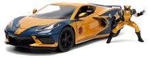 Autíčko Marvel Chevy Corvette Jada kovové s otvárateľnými časťami a figúrkou Wolverine dĺžka 22 cm 1:24