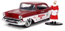 Autíčko vianočné Chevrolet 1957 Jada kovové s otvárateľnými dverami a figúrkou Santa Claus dĺžka 13 cm 1:32