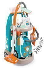 Upratovací vozík s elektronickým vysávačom Vacuum Cleaner Smoby tyrkysový s 9 doplnkami
