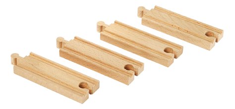 Náhradné diely pre vláčikodráhu Short Straight Tracks BRIO 4 krátke koľajnice dĺžka 10,8 cm od 3 rokov BRIO3343