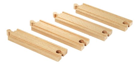 Náhradné diely pre vláčikodráhu Medium Straight Tracks BRIO 4 stredné koľajnice dĺžka 14,4 cm od 3 rokov BRIO3350