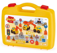 Stavebnica v kufríku pracovné stroje Public Work Suitcase Abrick Écoiffier 43 doplnkov s figúrkou a značkami od 18 mes ECO3358