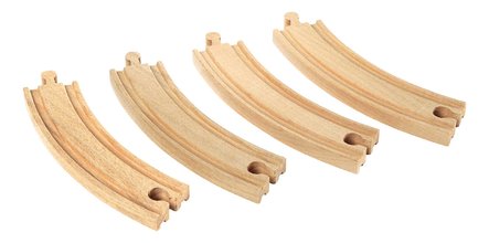 Náhradné diely pre vláčikodráhu Large Curved Tracks BRIO 4 dlhé oblé koľajnice dĺžka 17 cm od 3 rokov BRIO3428