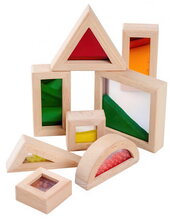 Drevené kocky s okienkami Wooden Blocks with Windows Eichhorn s pieskom korálikmi a zrkadlom 8 dielov od 12 mes EH3456