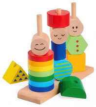 Drevená skladačka figúrky Stacking Figure Game Eichhorn 18 farebných dielikov s podstavcom od 12 mes EH3464