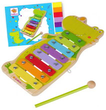 Drevený xylofón Music Xylophone Eichhorn s kladivkom 8 rôznych tónov a spevník so 4 pesničkami od 24 mes EH3496