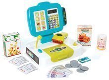 Detská pokladňa Mini Shop Smoby elektronická s čítačkou kódov a 27 doplnkami tyrkysová 