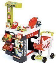 Obchod Supermarket Smoby elektronický s váhou, pokladňou, potravinami a 41 doplnkami červený