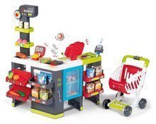 Obchod so zmiešaným tovarom Maxi Market Smoby s elektronickou pokladňou a skenerom chladničkou s 50 doplnkami