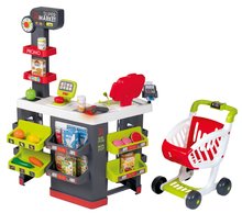 Obchod elektronický s vozíkom Supermarket Smoby váha s funkčnou pokladňou a skenerom 42 doplnkov SM350234