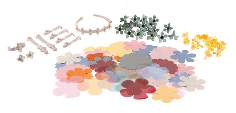 Náhradní materiál pro výrobu květinových šperků Crea Flower Jewelry Refill Smoby s bižuterií a květinovými lupínky 98 doplňků