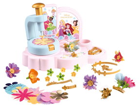 Květinářství s vlastní výrobou květinových šperků Princezny Disney Flower Jewelry Studio Smoby s textilními okvětními lístky a bižuterií 92 doplňků