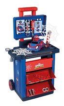 Măsuță de lucru pe roți Spidey Diy Trolley Marvel Smoby cu mașinuță figurină și 45 accesorii de lucru SM360214