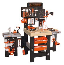 Atelier de lucru cu trei părți Black&Decker Mega Center Smoby inginerie mecanică instalații sanitare vopsitorie și tămplărie 100 accesorii 103 cm înal