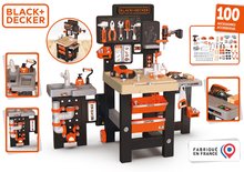 Atelier de lucru cu trei părți Black&Decker Mega Center Smoby inginerie mecanică instalații sanitare vopsitorie și tămplărie 100 accesorii 103 cm înal