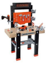 Pracovná dielňa s mechanickou vŕtačkou Black&Decker Bricolo Center Workbench Smoby so zatĺkačkou a skladacím autíčkom 92 doplnkov 103 cm výška SM36072