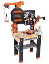 Măsa de lucru cu o macara funcțională Black&Decker Bricolo Builder Smoby cu mașină și trusă de găurit cu 94 de accesorii înălțime de 117 cm