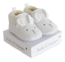 Prvé papučky pre bábätko Baby Socks White Doudou et Compagnie v darčekovom balení biele od 0-6 mes DC3707