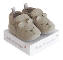 Prvé papučky pre bábätko Baby Socks Grey Doudou et Compagnie v darčekovom balení sivé od 0-6 mes DC3709