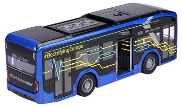 Autobus MAN Lion´s City 10 E Bus Majorette s gumenými kolieskami a otvárateľné dvere dĺžka 22,5 cm