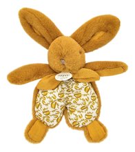 Plyšový zajačik na maznanie Bunny Comforter Ocher Doudou et Compagnie v darčekovom balení žltý 18 cm od 0 mes