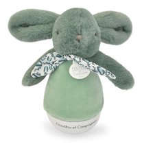 Plyšový zajačik Musical Night Light Sage Green Doudou et Compagnie s hudbou bielym šumom a svetlom zelený 16 cm od 0 mes