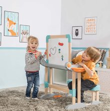 Drevená lavica polohovateľná na písanie a kreslenie Modulo Space Desk Smoby obojstranná skladacia s 80 doplnkami magnet/krieda SM420304