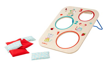 Drevená hra hádzanie vreciek na terč Outdoor Throwing Game Eichhorn 6 vrecúšok pre 1-2 hráčov od 3 rokov EH4463