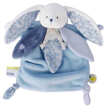 Plyšový zajačik na maznanie Ocean Heart Bunny Doudou et Compagnie v darčekovom balení modrý  25 cm od 0 mes DC4674