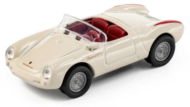 Autíčko Collection 1955 Porsche Spyder Majorette kovové vo výstavnom boxe s gumenými kolieskami dĺžka 7,5 cm 1:64