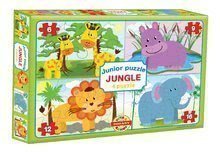 Puzzle Junior Jungle 4 Dohány Animale din junglă 6-9-12-16 piese de la vârsta de 24 de luni