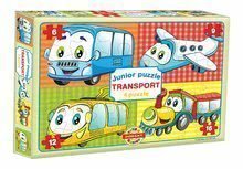 Puzzle Junior Transport 4 Közlekedési eszközök Dohány 6-9-12-16 darabos 24 hó-tól