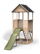Panoramatický domček na pilieroch Panorama 500 Wodden Playhouse Exit Toys cyprusový s pieskoviskom a šmykľavkou od 3 rokov ET50520500