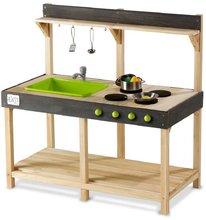 Kuchyňka cedrová s tekoucí vodou Yummy 100 Outdoor Play Kitchen Exit Toys venkovní s kuchyňským náčiním od 24 měsíců