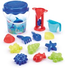 Kbelík set Delfín Bucket Dolphin Écoiffier 21 cm výška průsvitný s 12 doplňky od 18 měsíců