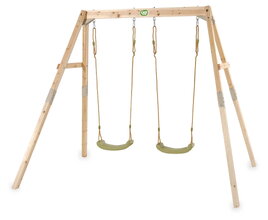 Leagăn din lemn de cipru Silvi Double Swing Exit Toys cu două scaune cu înălțime reglabilă ET51502000