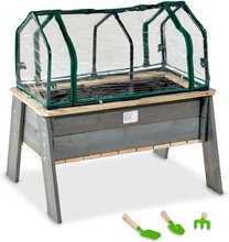 Kertészasztal ciprusfából Aksent planter table L Exit Toys fóliaborítással 45 l kapacitással kerti szerszámokkal