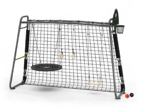 Multifunkciós fitneszközpont focihálóval GetSet Monkeybar MB305 Grey Exit Toys gimnasztikai gyűrűkkel kosárlabdával és hintákkal acélvázzal