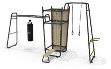 Multifunkčné fitness centrum GetSet powerstation PS620 Exit Toys Exit Toys s boxovacím vrecom bradlami lavičkou gymnastickými kruhmi s lanom a lezecko