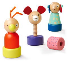 Drevená skladačka so skrutkovaním Zvieratká Screw Animals Friends Eichhorn 9 dielikov so psíkom myškou a kačičkou od 12 mes EH5479