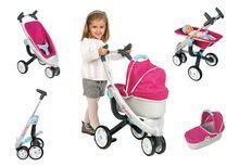 Kočík pre bábiku 3v1 Maxi Cosi & Quinny Smoby (70 cm rúčka) ružovo-modrý