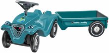 Babytaxiu cu remorcă mașină Bobby Car Classic Eco 2.0 BIG ecologic turcoaz cu claxon și autocolante trendy de la 12 luni