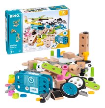 Drevená stavebnica s funkčným motorom Builder Motor Set BRIO elektronická 120 dielov s pracovným náradím od 3 rokov BRIO5919