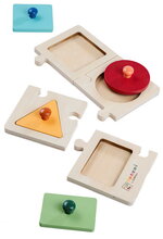 Drevené vkladacie puzzle Montessori Teaching Puzzle Shape Eichhorn 8 dielikov so 4 tvarmi od 12 mes EH6002