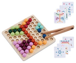 Drevená hra na triedenie korálikov Montessori sorting Beads Eichhorn 90 korálikov s 8 vzorovými kartami od 24 mes EH6034