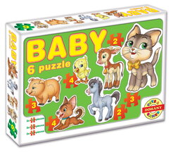Baby puzzle domáce zvieratká Dohány 6-obrázkové od 24 mes