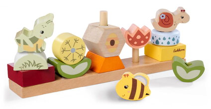 Drevená skladačka Kvety a zvieratká Stacking Game Eichhorn 13 stohovateľných kociek od 24 mes