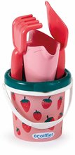 Vedro set s krhličkou Strawberry Bucket Beach Écoiffier 12 cm výška 5 dielov s lopatkou a hrabličkami od 12 mes