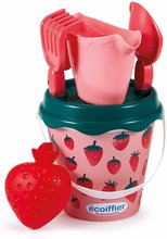 Vedro set s krhlou Strawberry Bucket Beach Écoiffier 17 cm výška 6 dielov s lopatkou hrabličkami a formičkou od 18 mes